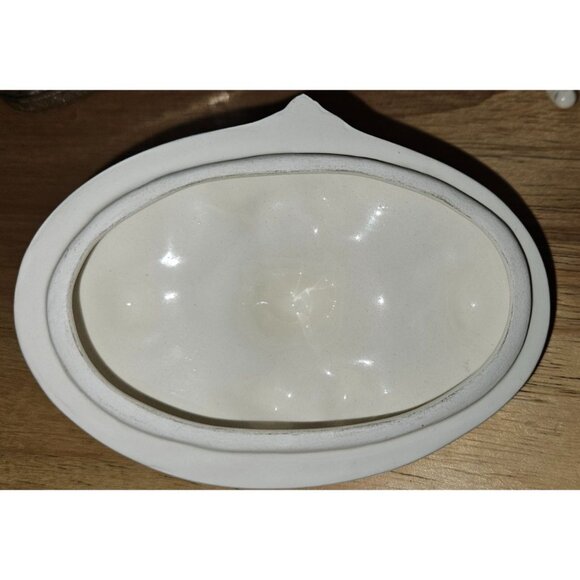 Vintage Ceramic Footed Trinket Dish & Silver Tone Box Set - Picture 8 of 16